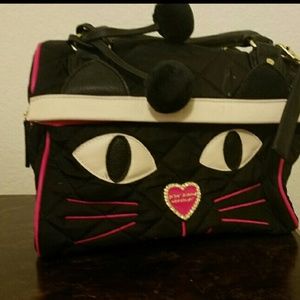 Betsey Johnson cat lunch tote bag